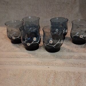 Set of 6 Floral Etched Glasses